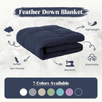 puredown® Queen Size Blanket for Bed, Ultra Soft Lightweight Down & Feather Fill, All Season Microfiber Blanket, Machine Washable, 88"X90", Navy