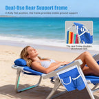 SUNNYFEEL Low Beach Chair 2 Pack, 5-Position Lay Flat Reclining, Backpack Portable Folding Chairs with Cooler Bag & Cup Holder, Heavy Duty 350 LBS, Compact for Beach, Camping, Travel