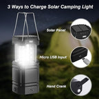 3000mAh Large Capacity Hand Crank Solar Camping Lantern, Portable Ultra Bright LED Torch, 23-26 Hours Running Time, USB Charger, Electronic Lantern for Outdoor