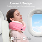 Travel Pillow, 100% Pure Memory Foam Travel Neck Pillow Airplane Neck Support Ergonomic Design for Traveling Suitable for Airplanes,Offices and Cars-Cooling Silk Pink