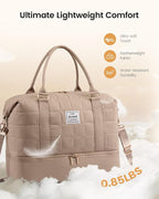 LOVEVOOK Travel Duffel Bag - Versatile Weekender Bag for Women, Puffer Carry On & Overnight Bag for Short Trips, Beige