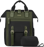 LOVEVOOK Laptop Backpack for Women Work Travel Backpack Purse, Nurse Bags Teacher Doctor Commuter Business Computer Bag, College Backpack Stylish Daypack, 15.6 Inch, Black-army green-army green