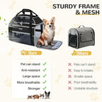 Lekereise Top-Expandable Pet Carrier 18x13x9.5 Inch Southwest Frontier Airline Approved Soft Sided Underseat to 15lbs Travel Carriers for Small Cats Dogs with Locking Safety Zippers Anti-Scratch Mesh