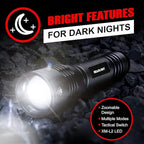 GearLight S2000 LED Flashlight High Lumens - Super Bright, Powerful, Mid-Size Tactical Flashlight for Outdoor Activity & Emergency Use - S2000-1 Pack, (Batteries Not Included)