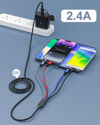 seynli (2-Pack 6-in-1 Multi Charging Cable 6ft, Charging Cables for Multiple Devices, Compatible with Three Types of Ports, USB-C, Micro USB - Multi End Charging Cable Supports 2.4A Fast Charging