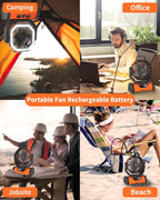 ADUST Camping Fan - 20000mAh Battery Powered Fan Battery Operated Rechargeable Portable Outdoor Tent Fans with Hanging Hook, Cordless, 4 Speeds, Remote Control - Orange