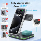 WAITIEE Wireless Charger for iPhone 17 16 15 14 13 12 11 X 8, 3 in 1 Charging Station for Apple Watch 11/10/9/8/7/6/5/4/3/2/SE/Ultra/Ultra 2/Ultra 3 & for AirPods 4/3/2/Pro/Pro 2