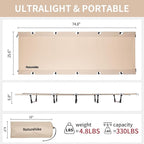 Naturehike GreenWild Camping Cot, Ultralight Folding Backpacking Cot, 60-Second Easy Set-Up, Supports 330lbs, Portable Camping Bed for Adults for Camping Hiking Travel Home