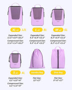 BAGSMART Compression Packing Cubes for Travel, 6 Set/5 Set/4 Set, Compression Suitcase Organizer Bags Set for Suitcases Travel Essentials, Lightweight Packing Organizers