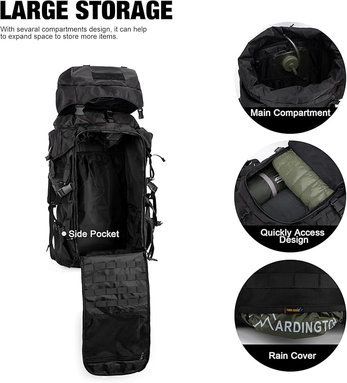 Mardingtop 70L Internal Frame Backpack for Hunting,Camping,Hiking Backpacking Backpack with Rain Cover