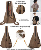 KL928 Canvas Sling Bag - Small Crossbody Backpack Shoulder Casual Daypack Rucksack for Men Women(Large Version)