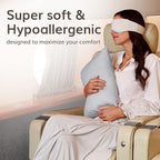 Happyluxe Odyssey Travel Pillow for Long Flights - Soft, Small, Alternative to Down and Memory Foam. 17 x 13in - Made in The USA, Silver Gray Airplane Pillow for Adults Sleeping, Camping or Nap