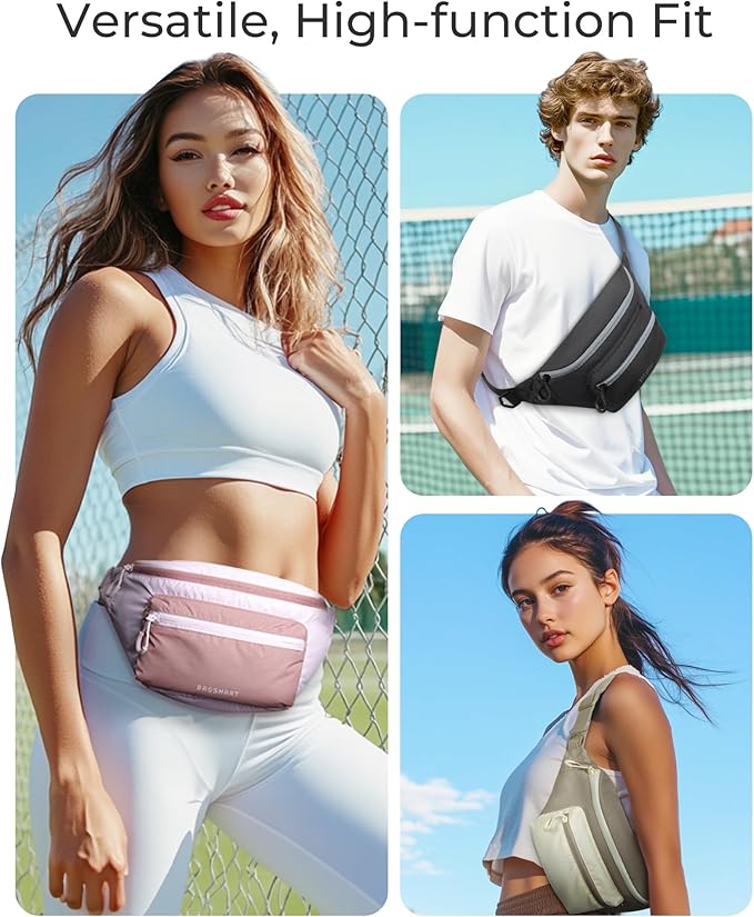 BAGSMART Fanny Packs for Women Men, Roomy Belt Bag with Adjustable Strap, Fashion Waist Packs for Running Traveling Hiking, Camel