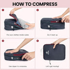 Lightweight Compression Packing Cubes for Suitcases, Compressible Expandable Travel Packing Organizer with Clear Toiletries and Backpack Bag, Travel Essentials for Carry on Luggage 7 Set
