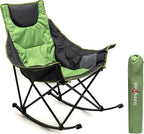 SUNNYFEEL Rocking Camping Chair, Luxury Padded Recliner, Oversized Folding Lawn Chair with Pocket, Heavy Duty for Outdoor/Picnic/Lounge/Patio, Portable Camp Rocker Chairs with Carry Bag