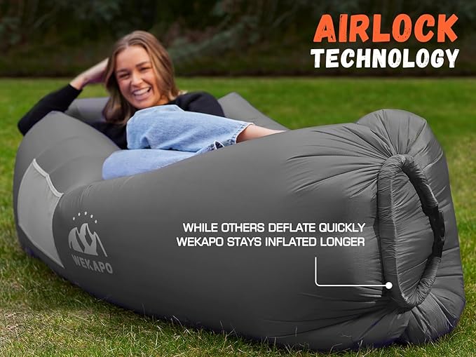 WEKAPO Inflatable Sun Lounger, Air Sofa, Hammock, Portable, Waterproof and Leak-Proof, Ideal for Backyard, Beach, Travel, Camping, Picnics and Music Festivals