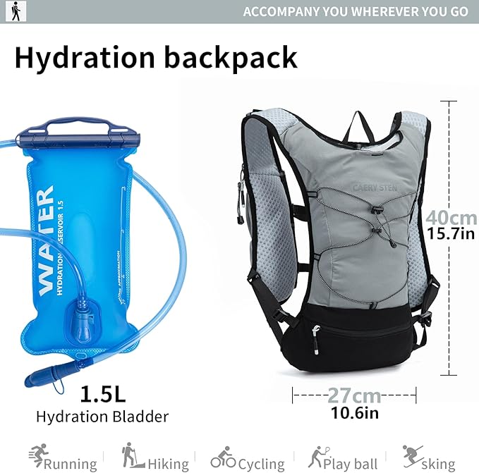 Hydration Backpack, Water Backpack, Women's Running Vest, Running Backpack with Water Bag, Lightweight Hiking Backpack, Men's Cycling Backpack