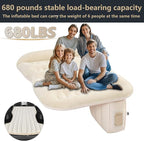 Self-Inflating SUV Air Mattress Back Seat with Built-in Pump - Portable Air Couch for Car Camping Travel, Flocking Surface, Fast Inflation Deflation, Beige Brown