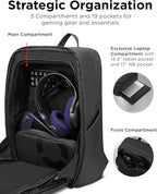 Lenovo Legion Gaming Laptop Backpack GB800, 21L Capacity, Fits 17-inch Laptops, Water Resistant, Three Main Compartments & 19 Specialiized Pockets, Light Grey