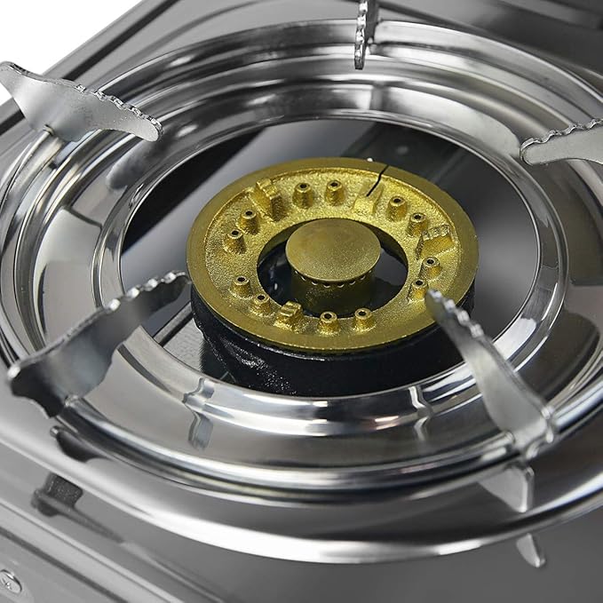 XtremepowerUS 27,000 BTU Double Burner Stove Auto Ignition Outdoor Propane Portable Camping RV Cooking Range Adjustable Knob Countertop