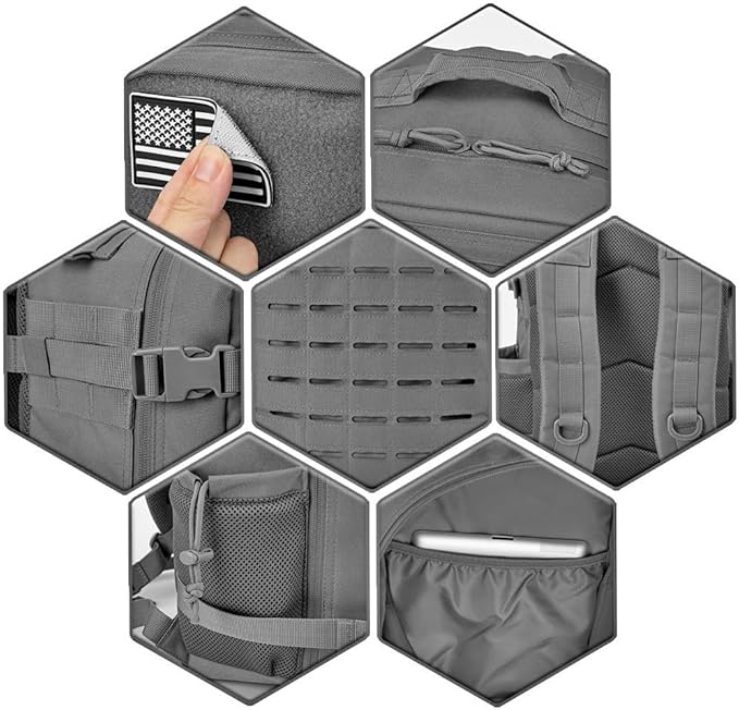 QT&QY 25L/45L Military Tactical Backpack For Men Molle Daypack 3 Day Bug Out Bag Hiking Rucksack With Bottle Holder