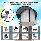 Universal Chair Umbrella Canopy, UPF 50+ Sun Shade with Adjustable Clamp, Fits Most Brands’ Beach, Camping, Lawn, Tanning, Zero Gravity, Lounge & Fishing Chairs, Patent Design