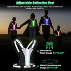 LED Reflective Vest Running Gear, 5 Colors Lights Up Running Vest for Night Walking Cycling Jogging, Adjustable Size for Men Women Kids, Rechargeable and High Visible