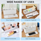 Tatuo 4 Pcs Cable Organizer Box with Wire Ties, Plastic Cord Storage Box with Lid, Electronics Organizer for Home Office Desk Organizers and Accessories (White)