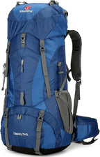 WintMing 75L Hiking Backpack with Rain Cover Waterproof Camping Backpack Shoes Warehouse for Men Women