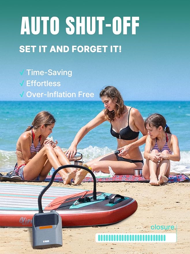 Niphean Paddle Board Pump with (Build-in Battery), 50 PSI Air Inflator for Car Tires, Paddle Board, Mattress, Portable Tire Inflator with Storage Bag, Auto-Off Air Pump for Inflatables&Deflation