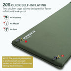 Elegear Self Inflating Sleeping Pad, 3.15" Ultra-Thick Memory Foam Camping Pad with Pillow Fast Inflating in 20s Insulated Camping Mattress Pad 4-Season Camp Sleeping Mat for Camp/Travel/Car/Tent