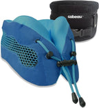 Evolution Cool Travel Neck Pillow by Cabeau - Cooling Airflow Vents, Memory Foam Neck Support, and Adjustable Clasp - Comfort On-The-Go with Carrying Case - Airplane, Train, Car, and Gaming (Blue)