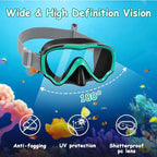 Vvinca Snorkeling Gear for Kids Dry Top Kids Snorkel Set for Boys Girls Junior Youth Children Age 4-14 Swim Goggles with Nose Cover Anti-Fog Panoramic View Adjustable Elastic Diving Mask and Snorkel