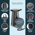 2025 Upgraded Collapsible Stool & 3IN1 Cushioned Carry Bag, Telescopic Folding Stool, Max 620lbs Adjustable Height Camping Chair, Retractable Seat or Travel Footrest for Outdoors, 18" H Stool