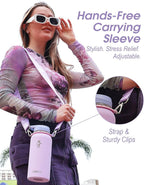 Coolflask Water Bottle with Straw, 32 oz Insulated Metal Water Flask with Straw & Spout Lids, Stainless Steel Double Wall Vacuum, Keep Cold 48h Hot 24h, Leak Proof & Non-BPA, Lavender