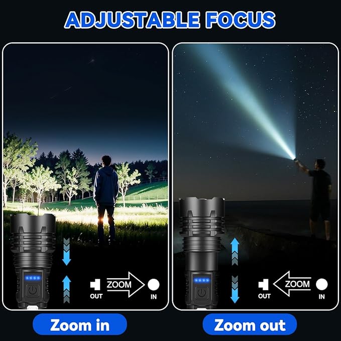 6Pack Rechargeable Flashlights, 7Mode Flashlights High Lumens, Super Bright LED Flashlight, Adjustable Tactical Flash Light, High Powered Flash Light, Handheld Flashlight for Home Emergency Camping