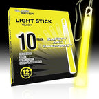 Glow Fever Emergency Safety Military Grade Glow Sticks, 10PCS, 6" Ultra Bright Light Sticks with 12 Hours Duration. Great for Hiking, Party, Camping, Blackouts, Hurricane and Survival Kits (Yellow)
