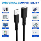 3 Pack USB Extension Cable 15 FT, USB 2.0 Type A Male to Female Extender Cord Adapter, Compatible with Printer, Keyboard, Mouse, Flash Drive, Hard Drive, Controller, Black Cable with 5 Cable Ties