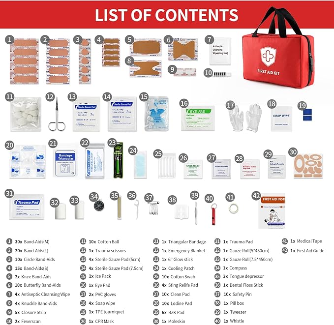 Kitgo First Aid Kit with Hospital Grade Medical Supplies, 220pcs Emergency Medical Trauma Kit, Gift for Dad Husband Great for Home, Outdoors, Office, Car, Travel, Camping, Hiking, Boating