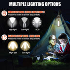 Rechargeable 3000mAh Camping Light with Stand 10w Max Power, Cordless Work Light with 3 LED Lamp Heads, Emergency Flashlight with Detachable Tripod, Black