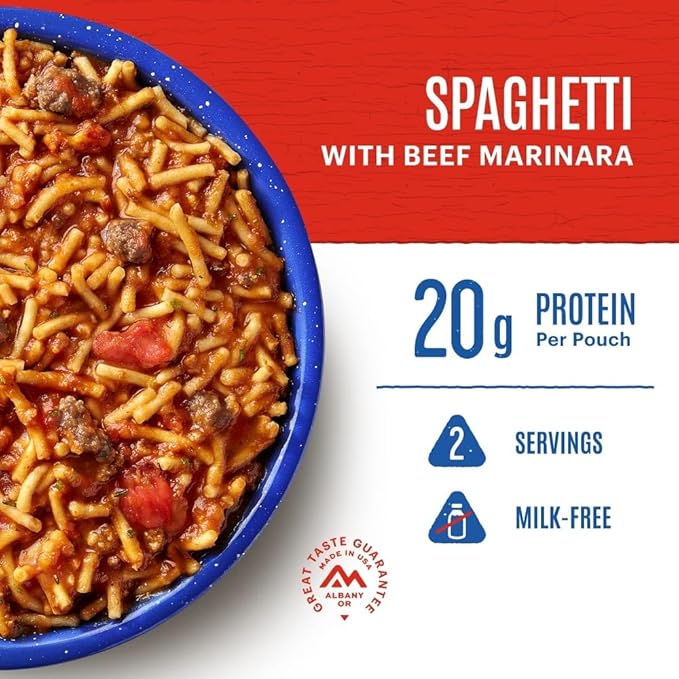 Mountain House Spaghetti with Beef Marinara Freeze Dried Backpacking & Camping Food |6-Pack