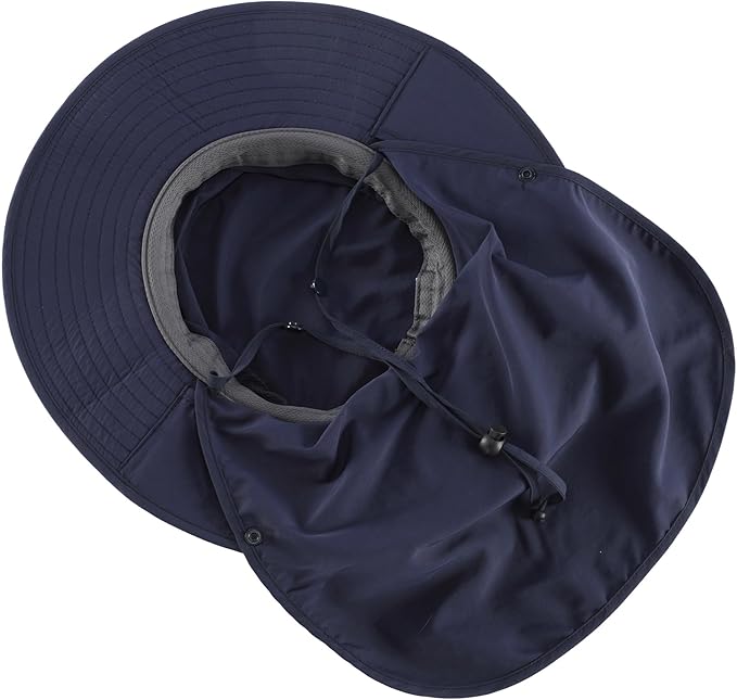 Home Prefer UPF 50+ Sun Hats for Men Women Wide Brim Fishing Hat with Neck Flap Summer Safari UV Protection Bucket Hat