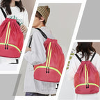 Hoedia Sports Drawstring Backpack - String Swim Gym Bag with Shoes Compartment and Wet Proof Pocket for Women/Men (Pink)