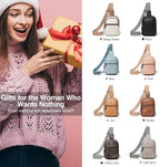 3L SMALL Sling Bag Fanny Packs For Women Men Mini Crossbody Chest Belt Travel Bag Purse Handbag Faux Leather Fashion Cute Brown