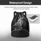 Hoedia Sports Drawstring Backpack - String Swim Gym Bag with Shoes Compartment and Wet Proof Pocket for Women and Men