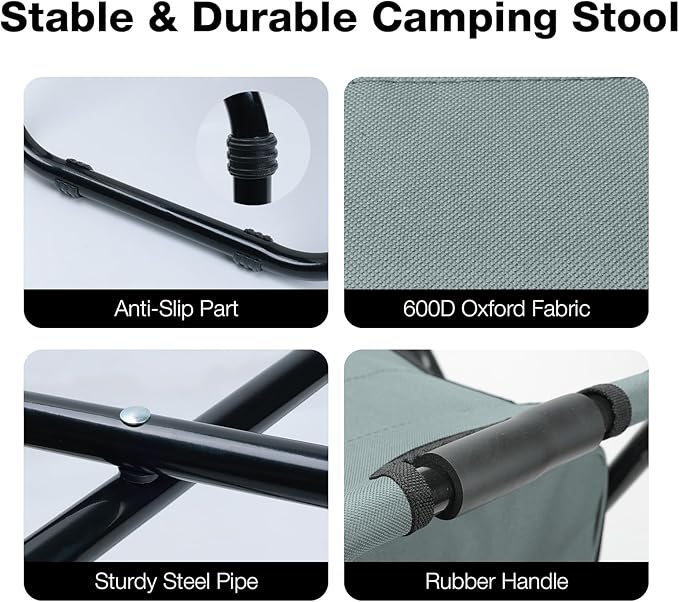 Folding Camping with Cooler Heavy Duty 350lbs for Adults, Portable Backpack Cooler Chair for Hunting, Gray