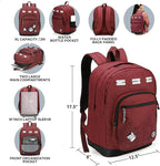 Swissdigital Design Big Student Laptop Backpack with Fun Personalized Patches For College Boy & Girl, Middle High School Teen Bookbag Cool Travel Daypack Burgundy - Includes 3 Patches | SD1718-44