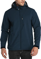 Outdoor Ventures Men's Lightweight Softshell Jacket Fleece Lined Hooded Water Resistant Winter Hiking Windbreaker Jackets