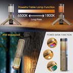 Camping-Lights-Rechargeable,Outdoor Telescopic-Collapsible-Lanterns with 2 Light Sources Mobile Lighting 10500mAh Battery Flash Light & Road Lamp for Adventure/Hiking/Camping/Live Streaming(Khaki)