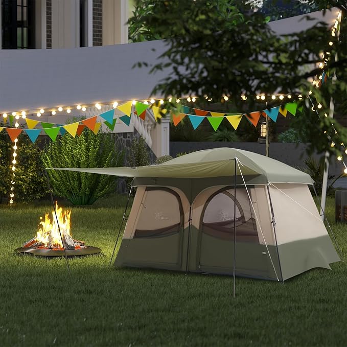 Vidalido Tents，3-4 Person Camping Tent with Extended Vestibule，Weather Resistant Family Tents with Breathable Mesh Windows，Easy Install Waterproof Outdoor Tent for Backpacking and Camping Hiking